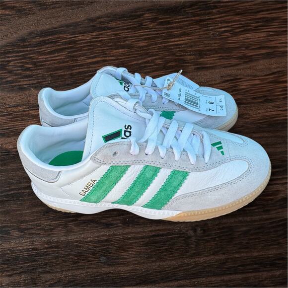 NWT Adidas Samba MN OG Unisex Sneakers Cloud White/Green/Gun Sz 7M/8W RB - Picture 5 of 11